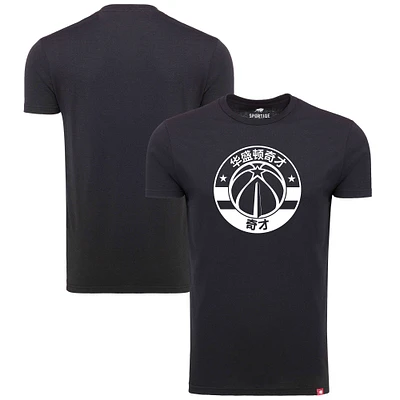 T-shirt à trois mélanges confortable pour homme en langue chinoise Washington Wizards Sportiqe noir