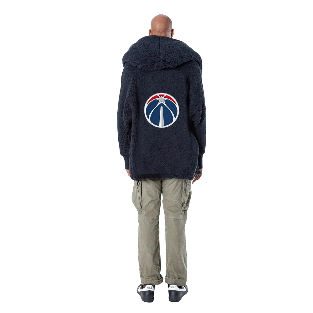 Sweat à capuche ouvert surdimensionné bleu marine des Washington Wizards par Jill Martin, le meilleur transat du monde