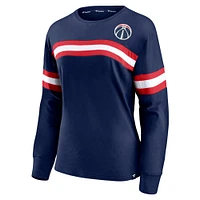 Women's Fanatics Navy Washington Wizards Block Party Chest Logo Striped Long Sleeve T-Shirt