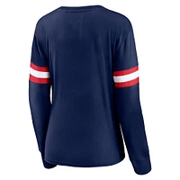 Women's Fanatics Navy Washington Wizards Block Party Chest Logo Striped Long Sleeve T-Shirt