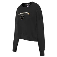 Women's Pro Standard  Black Washington Wizards Glam Cropped Pullover Sweatshirt