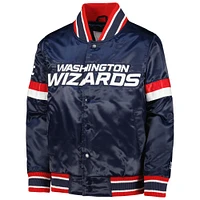 Youth Starter Navy Washington Wizards Home Game Varsity Satin Full-Snap Jacket