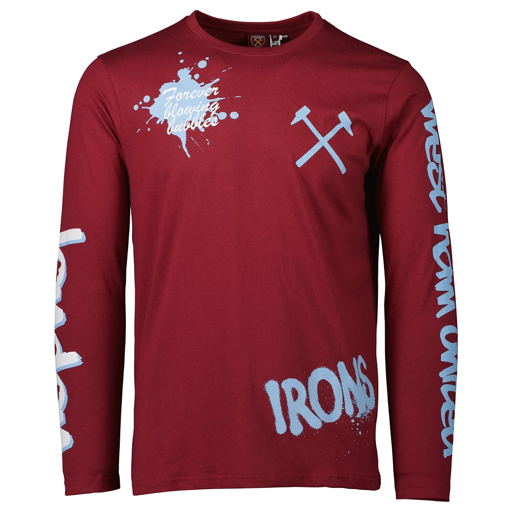 Men's Claret West Ham United Graffiti Long Sleeve T-Shirt