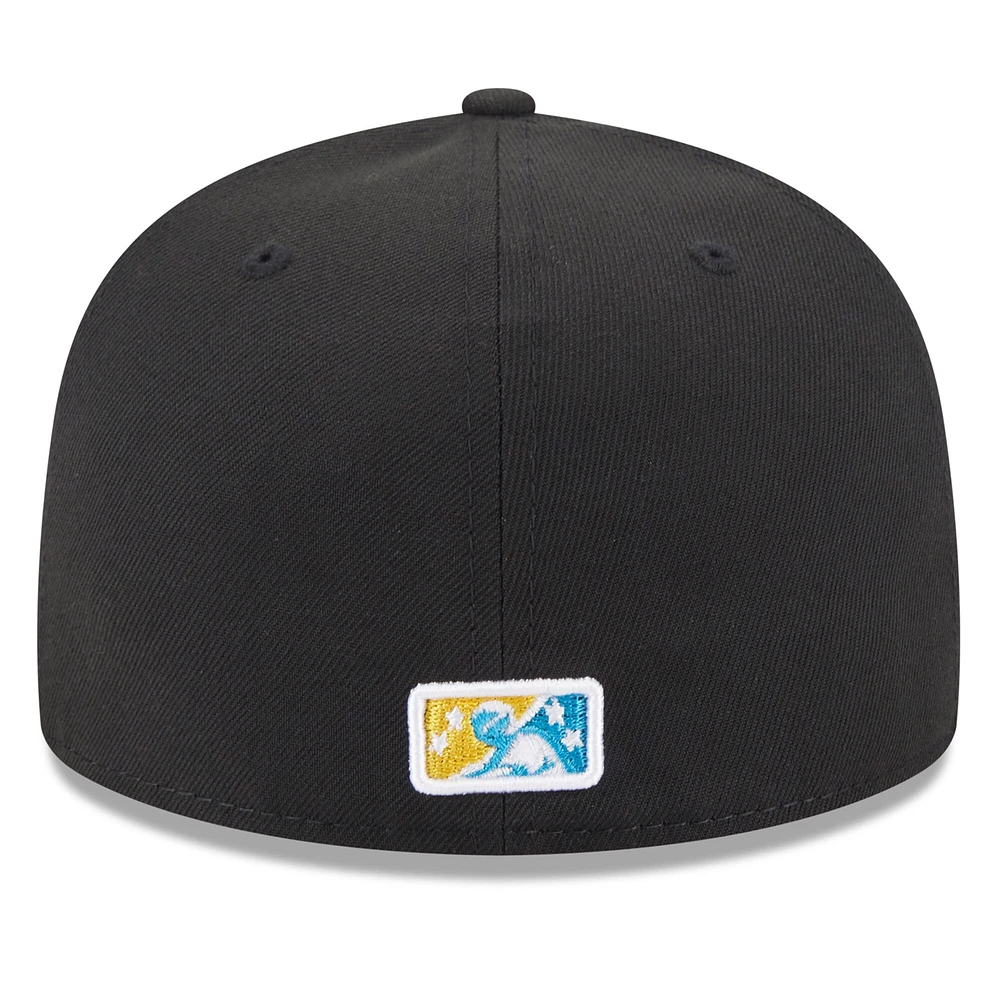 Men's New Era Black West Michigan Whitecaps Authentic Collection Alternate Logo 59FIFTY Fitted Hat