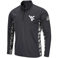Men's Colosseum Charcoal West Virginia Mountaineers OHT Military Appreciation Digital Camo Lightweight Quarter-Zip Pullover