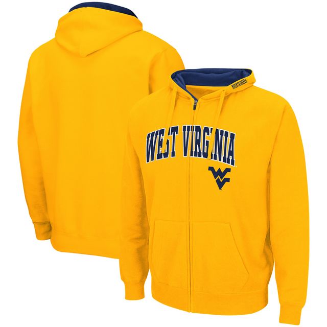 Chandail à capuchon zippé complet Colosseum Gold West Virginia Mountaineers Arch & Logo pour homme