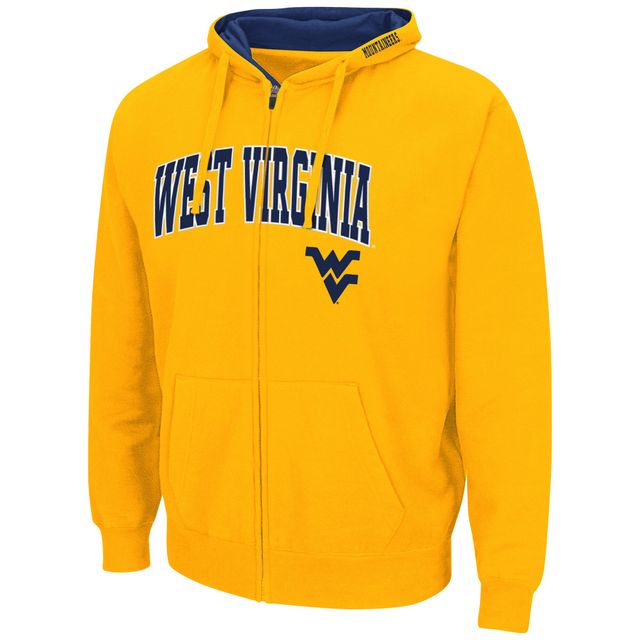 Chandail à capuchon zippé complet Colosseum Gold West Virginia Mountaineers Arch & Logo pour homme