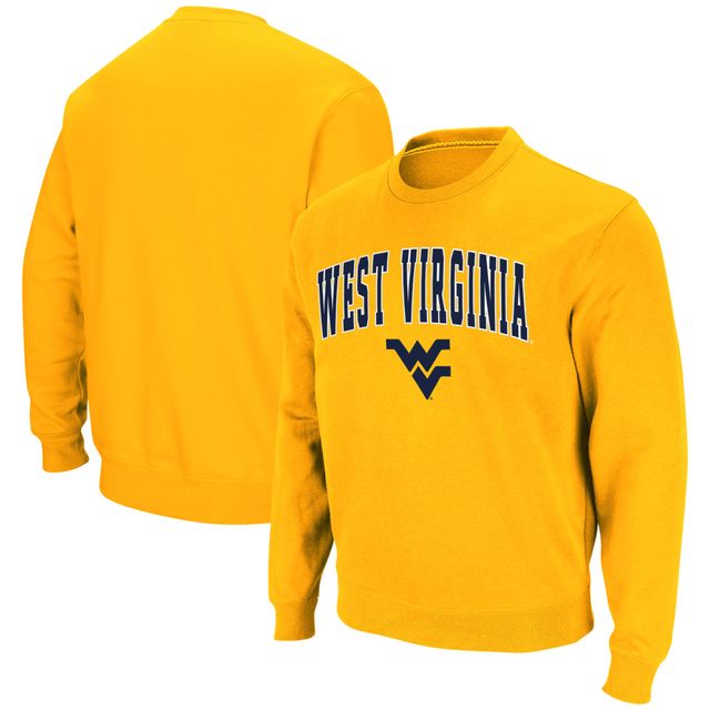 Colosseum Gold West Virginia Mountaineers Arch & Logo Crew Neck Sweat-shirt pour homme