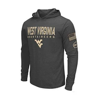 Men's Colosseum Heather Black West Virginia Mountaineers Team OHT Military Appreciation Long Sleeve Hoodie T-Shirt