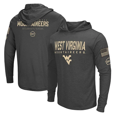 Colosseum Charcoal West Virginia Mountaineers Team OHT Military Appreciation Hoodie T-shirt à manches longues pour homme