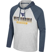 Men's Colosseum  Heather Gray West Virginia Mountaineers Hasta La Vista Raglan Hoodie Long Sleeve T-Shirt