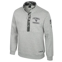 Men's Colosseum Heather Gray West Virginia Mountaineers OORAH OHT Military Appreciation Fleece Quarter-Zip Jacket