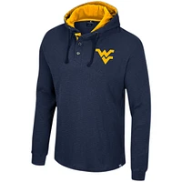 Men's Colosseum Navy West Virginia Mountaineers Affirmative Thermal Hoodie Long Sleeve T-Shirt