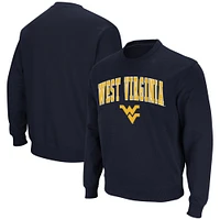 Men's Colosseum Navy West Virginia Mountaineers Arch & Logo Crew Neck Sweatshirt