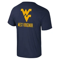 Men's Colosseum Navy West Virginia Mountaineers Logo Lockup 2-Hit Active Blend T-Shirt