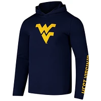 Men's Colosseum Navy West Virginia Mountaineers Logo Lockup Active Blend Long Sleeve  T-Shirt Hoodie