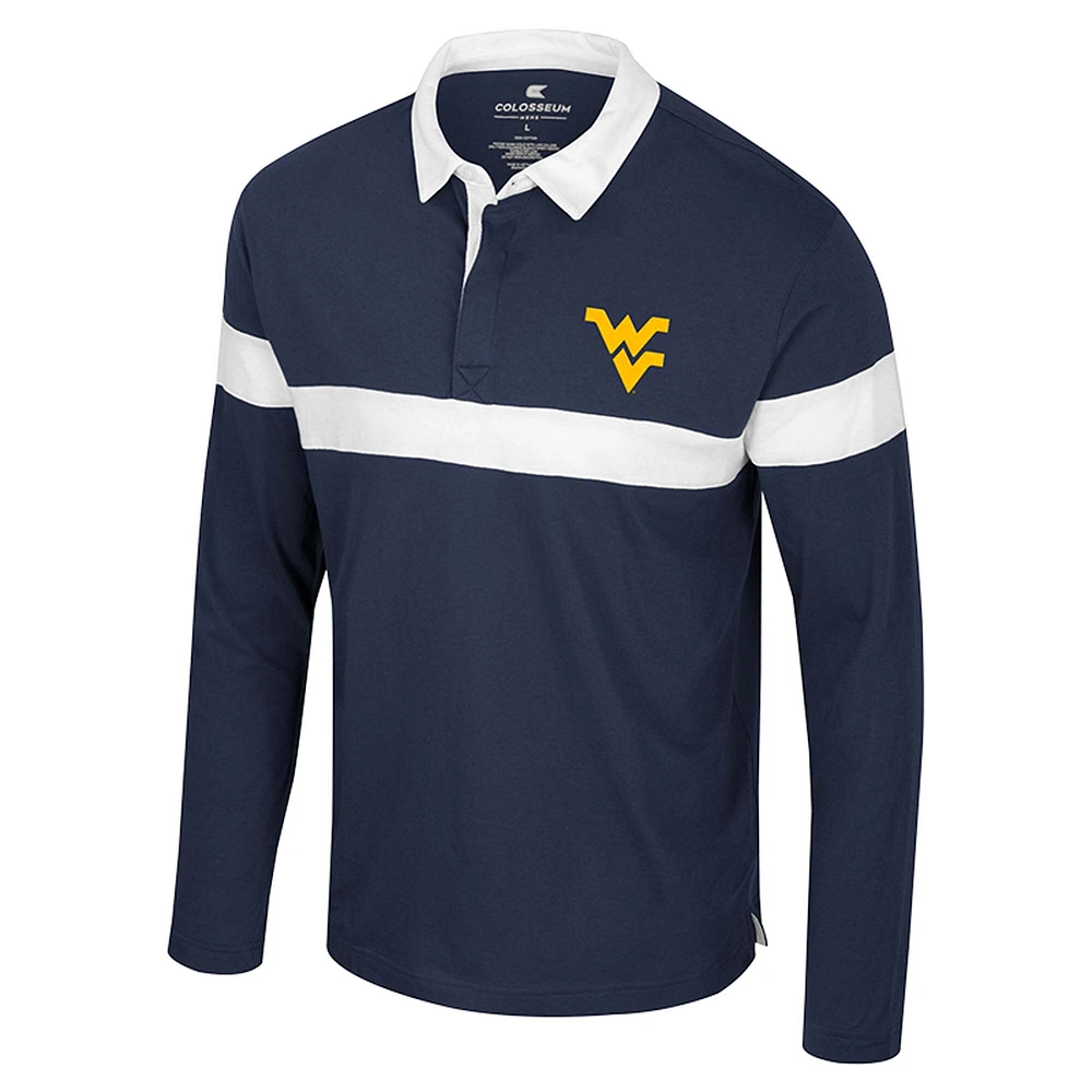 Men's Colosseum  Navy West Virginia Mountaineers Too Cool For School Long Sleeve Polo
