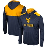 Men's Colosseum Navy West Virginia Mountaineers Warm Up Long Sleeve Hoodie T-Shirt