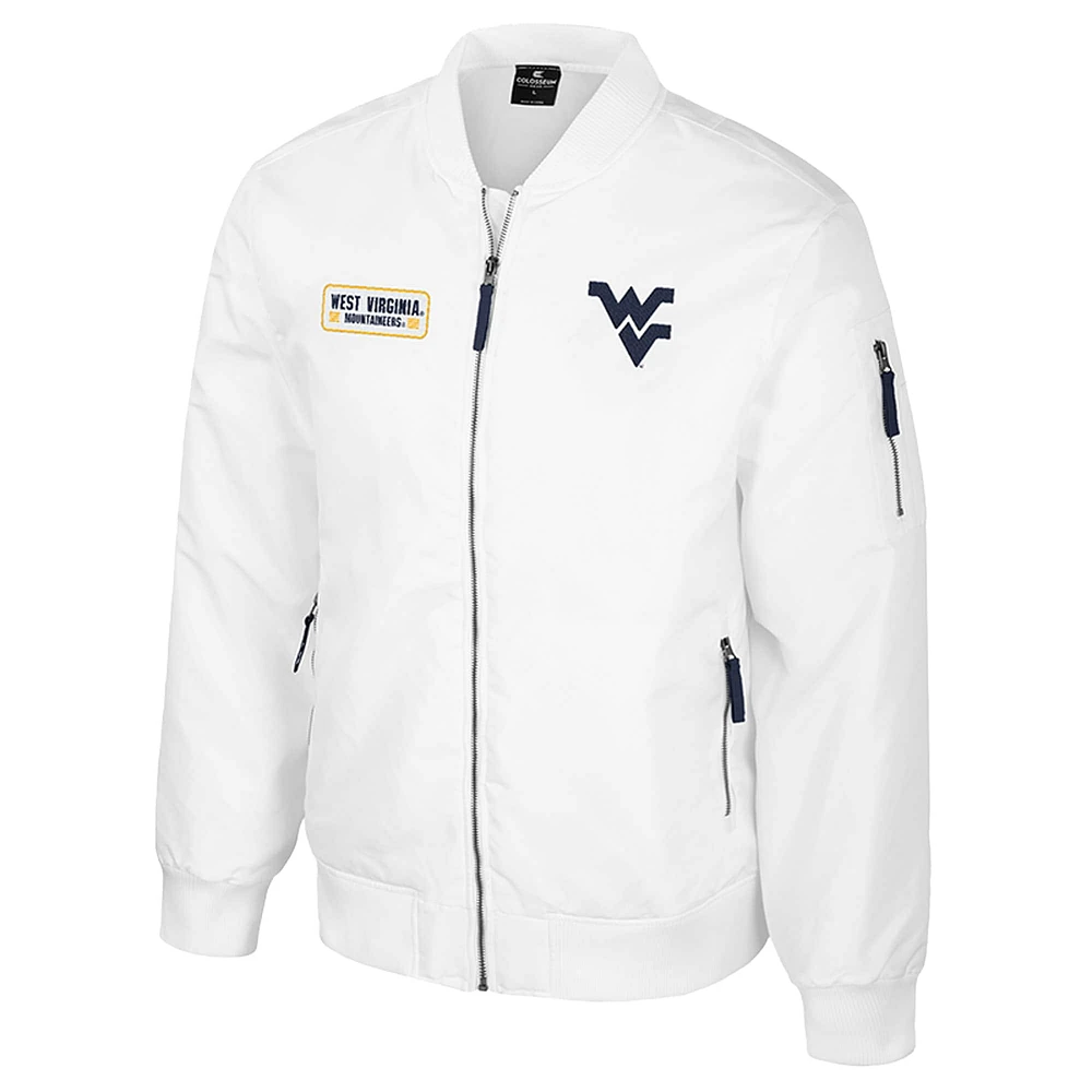 Men's Colosseum West Virginia Mountaineers White Rabbit Full-Zip Bomber Jacket