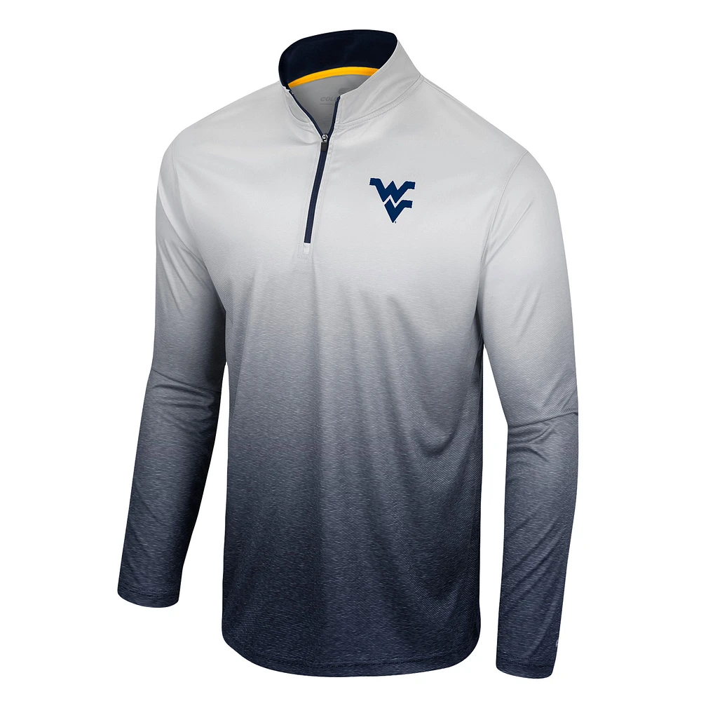 Men's Colosseum White/Navy West Virginia Mountaineers Laws of Physics Quarter-Zip Windshirt