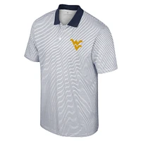 Men's Colosseum White/Navy West Virginia Mountaineers Print Stripe Polo