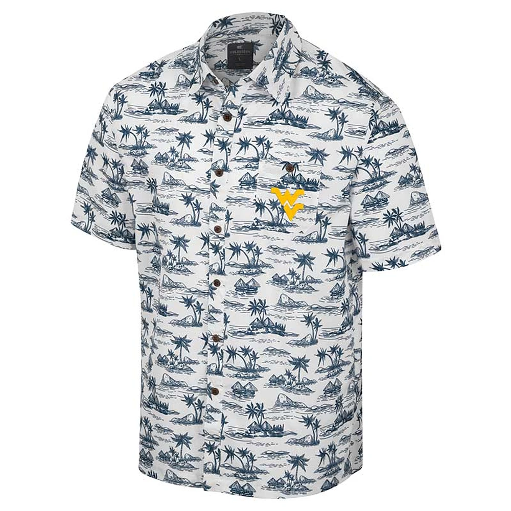 Men's Colosseum White West Virginia Mountaineers Spontaneous is Romantic Camp Button-Up Shirt