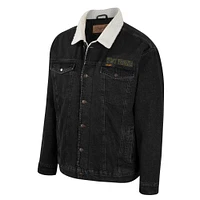 Men's Colosseum x Wrangler Charcoal West Virginia Mountaineers Western Button-Up Denim Jacket