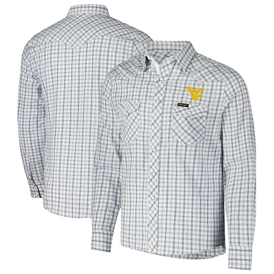 Chemise à manches longues et boutons-pression Colosseum x Wrangler pour hommes, blanche, West Virginia Mountaineers, carreaux