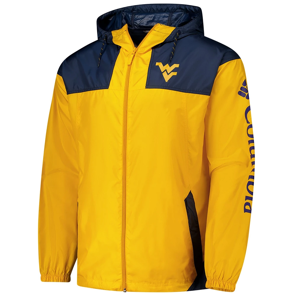 Veste coupe-vent entièrement zippée Columbia Gold West Virginia Mountaineers Flash Challenger II Omni-Shade pour homme