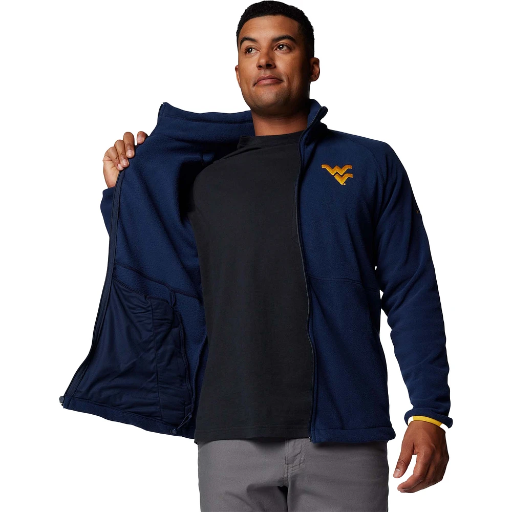 Men's Columbia  Navy West Virginia Mountaineers Flanker IV Fleece Raglan Full-Zip Jacket