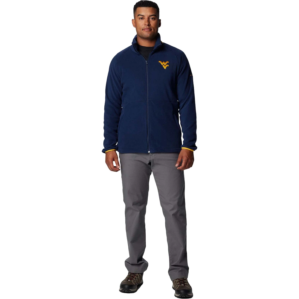 Men's Columbia  Navy West Virginia Mountaineers Flanker IV Fleece Raglan Full-Zip Jacket