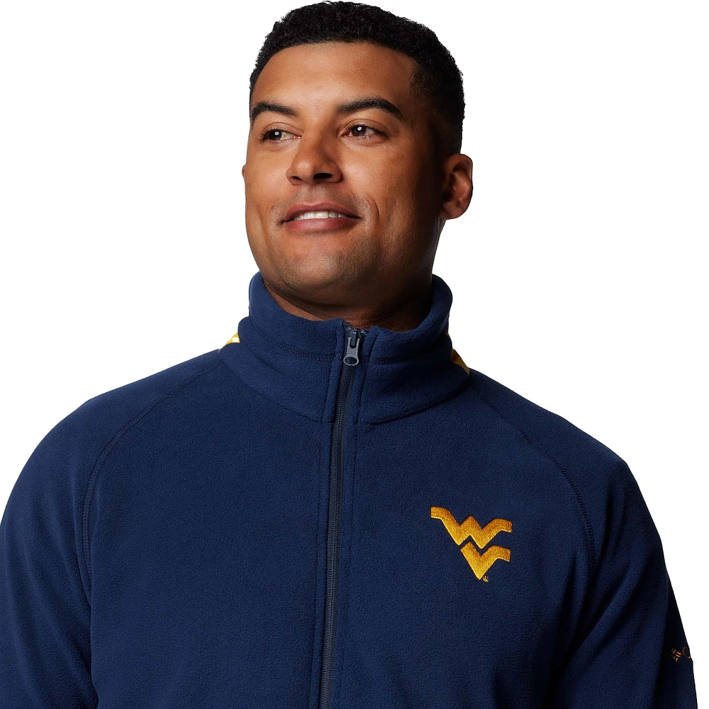 Men's Columbia  Navy West Virginia Mountaineers Flanker IV Fleece Raglan Full-Zip Jacket