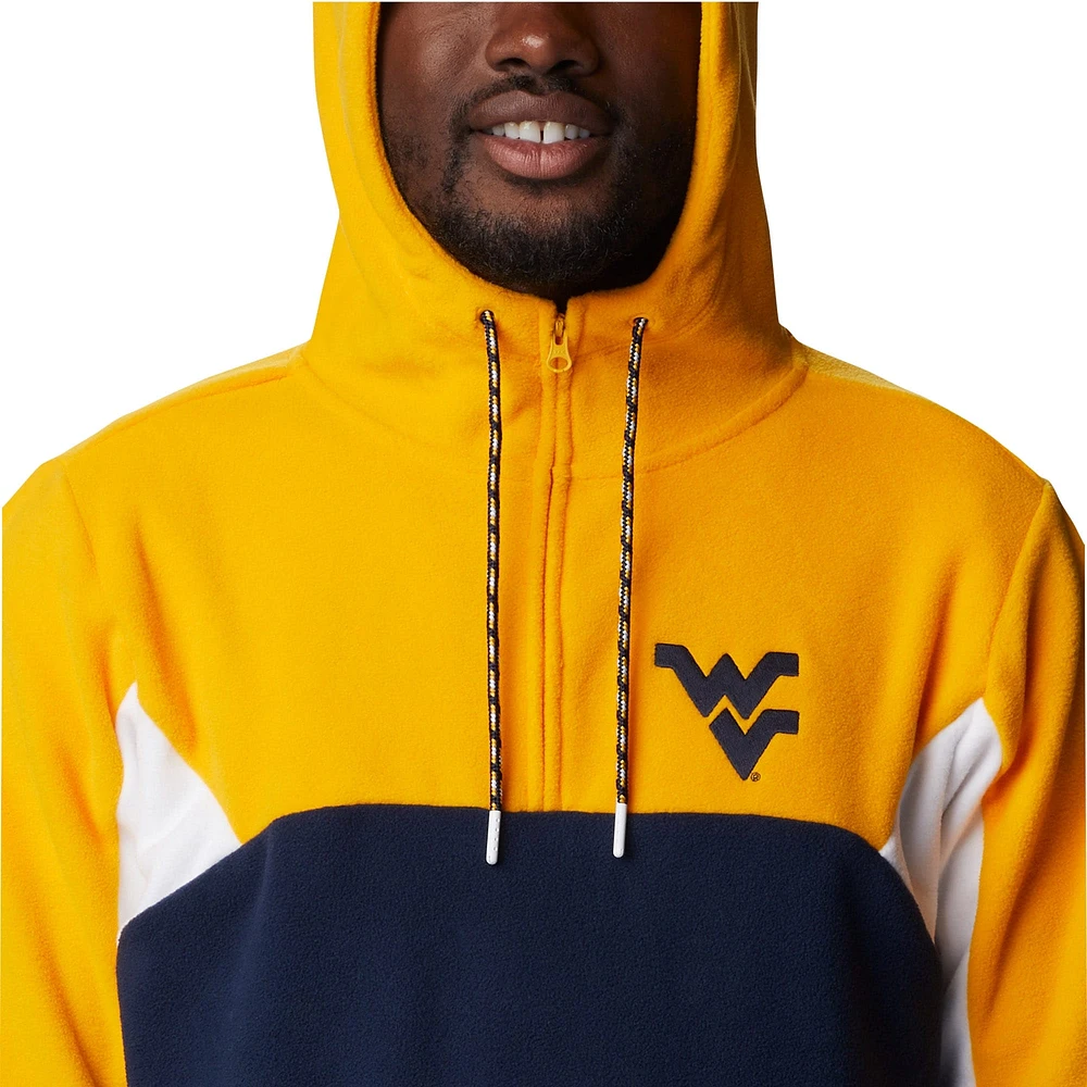 Men's Columbia Navy West Virginia Mountaineers Lodge Quarter-Zip Hoodie