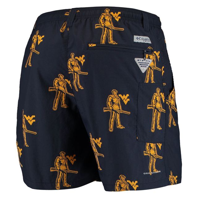 Columbia Navy West Virginia Mountaineers PFG Backcast II Omni-Shade Short hybride pour homme
