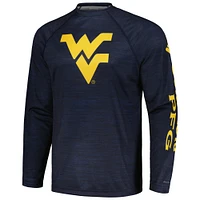 Men's Columbia  Navy West Virginia Mountaineers PFG Terminal Tackle Omni-Shade Raglan Long Sleeve T-Shirt