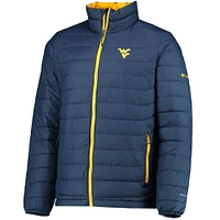 Men's Columbia Navy West Virginia Mountaineers Powder Lite Omni-Heat Reflective Full-Zip Jacket
