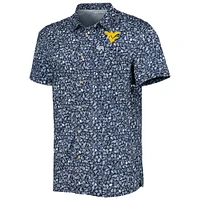 Men's Columbia Navy West Virginia Mountaineers Super Slack Tide Omni-Shade Team Button-Up Shirt