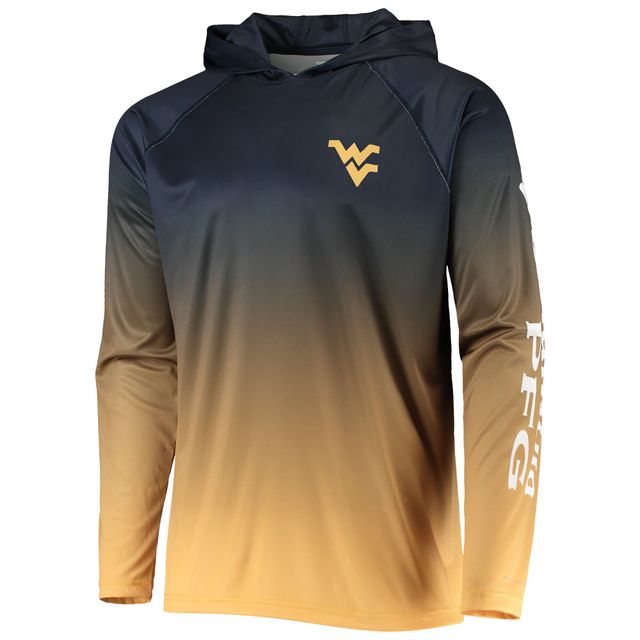 T-shirt à capuche manches longues raglan Omni-Shade pour homme Columbia West Virginia Mountaineers Terminal Tackle