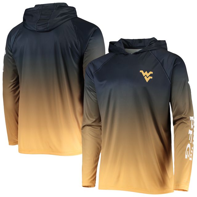 T-shirt à capuche manches longues raglan Omni-Shade pour homme Columbia West Virginia Mountaineers Terminal Tackle
