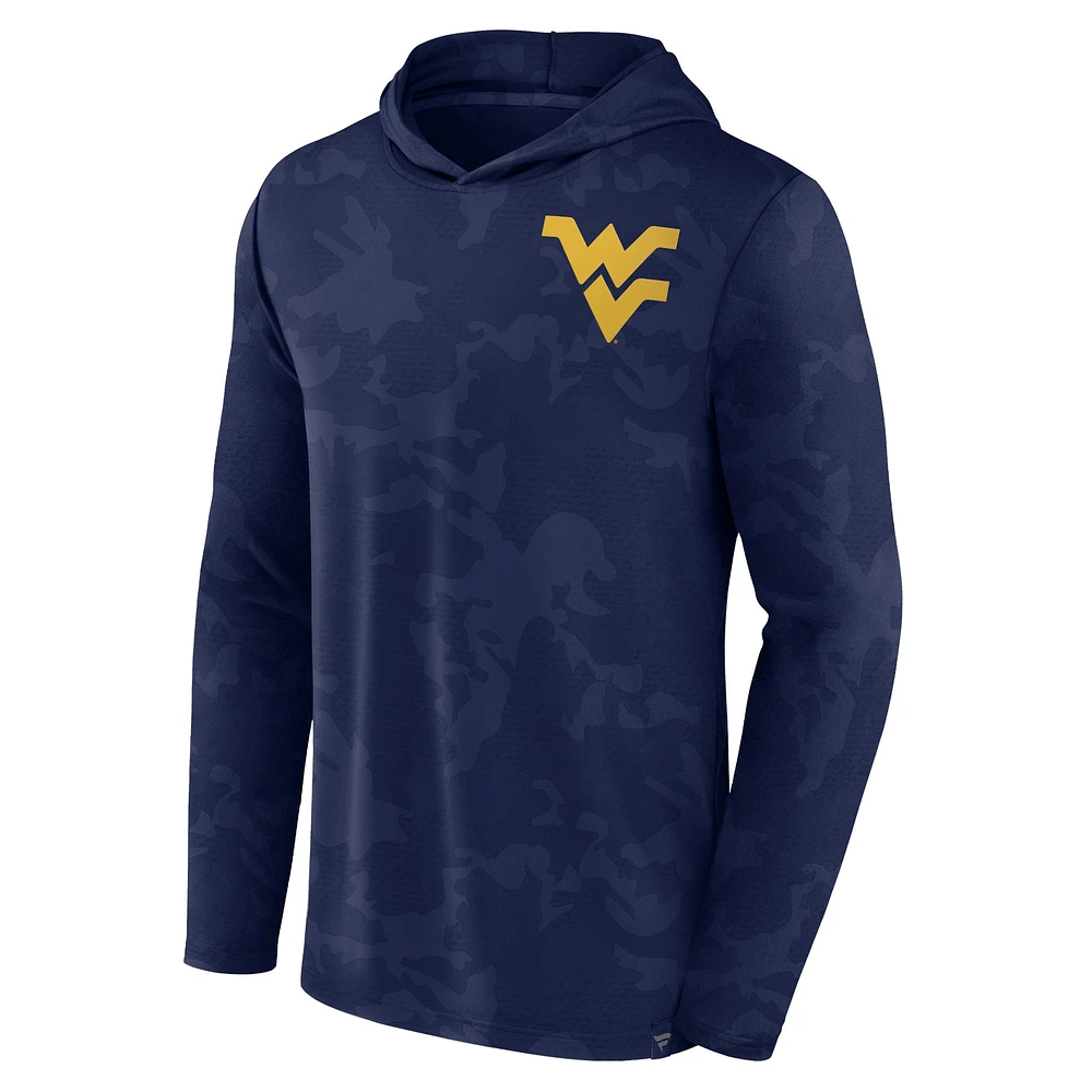 Men's Fanatics  Navy West Virginia Mountaineers Camo Hoodie Long Sleeve T-Shirt
