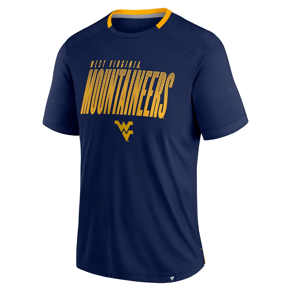 Men's Fanatics Navy West Virginia Mountaineers Defender Fade Slant T-Shirt