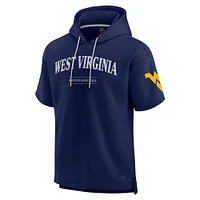 Men's Fanatics Navy West Virginia Mountaineers Ready Short Sleeve Pullover Hoodie