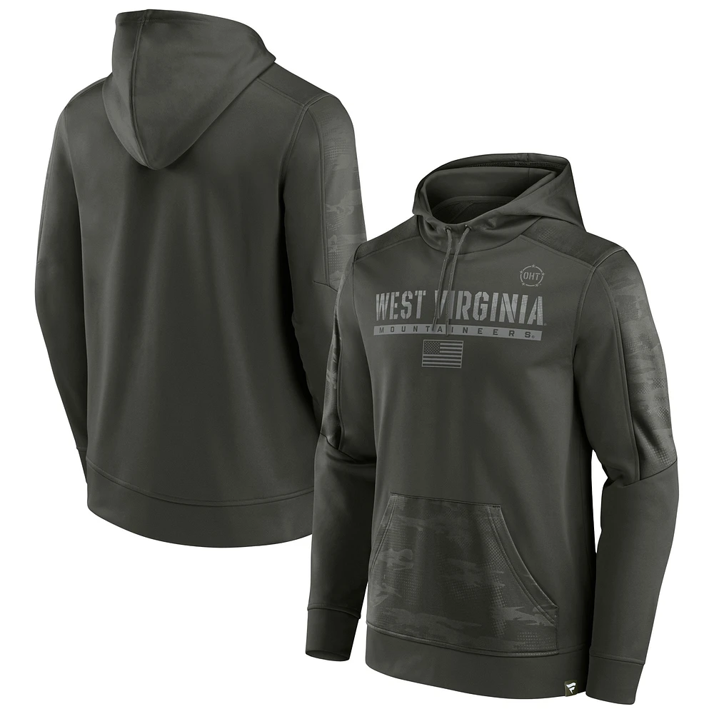 Men's Fanatics Olive West Virginia Mountaineers OHT Military Appreciation Guardian Pullover Hoodie