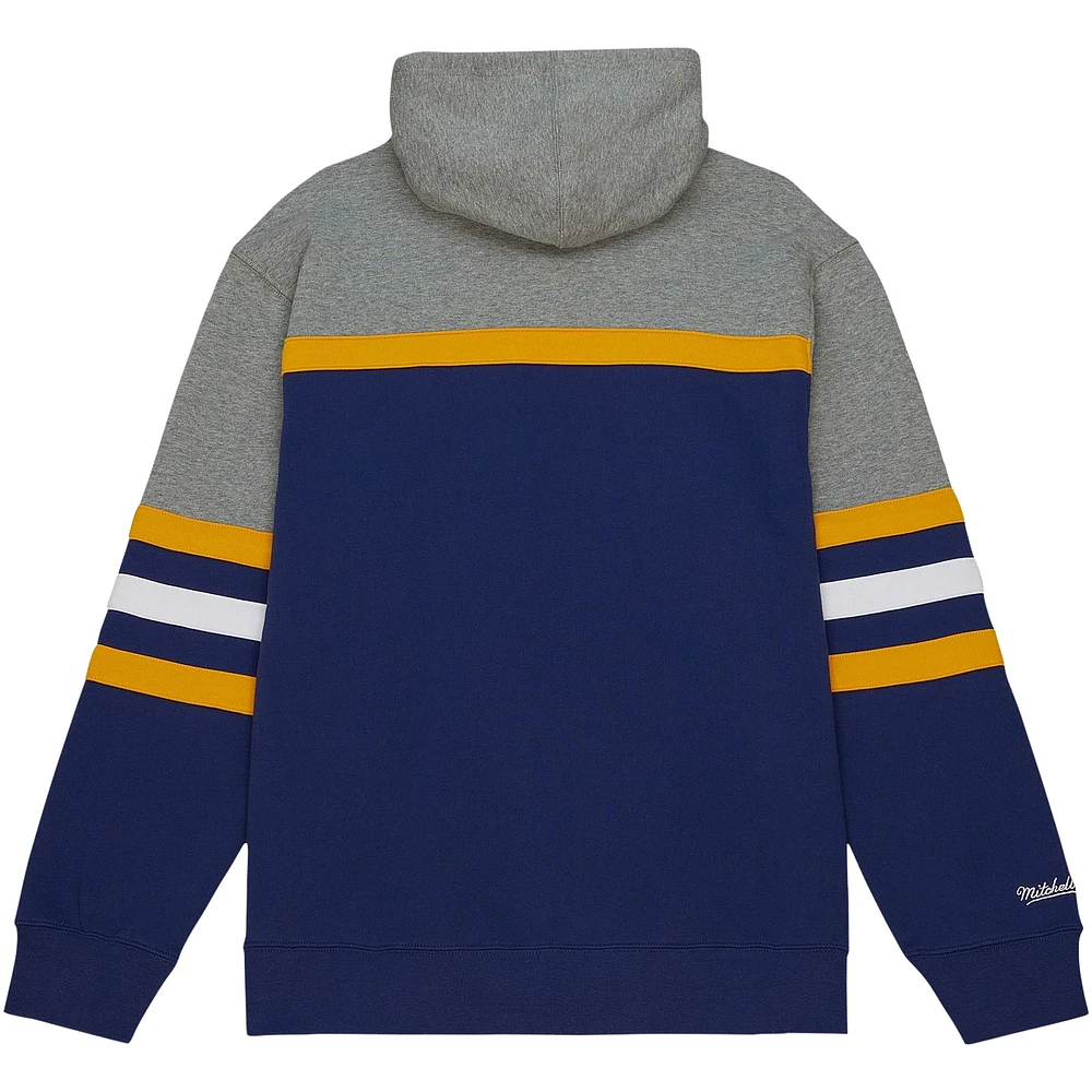 Men's Mitchell & Ness Navy West Virginia Mountaineers Head Coach Pullover Hoodie