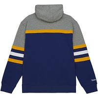 Men's Mitchell & Ness Navy West Virginia Mountaineers Head Coach Pullover Hoodie
