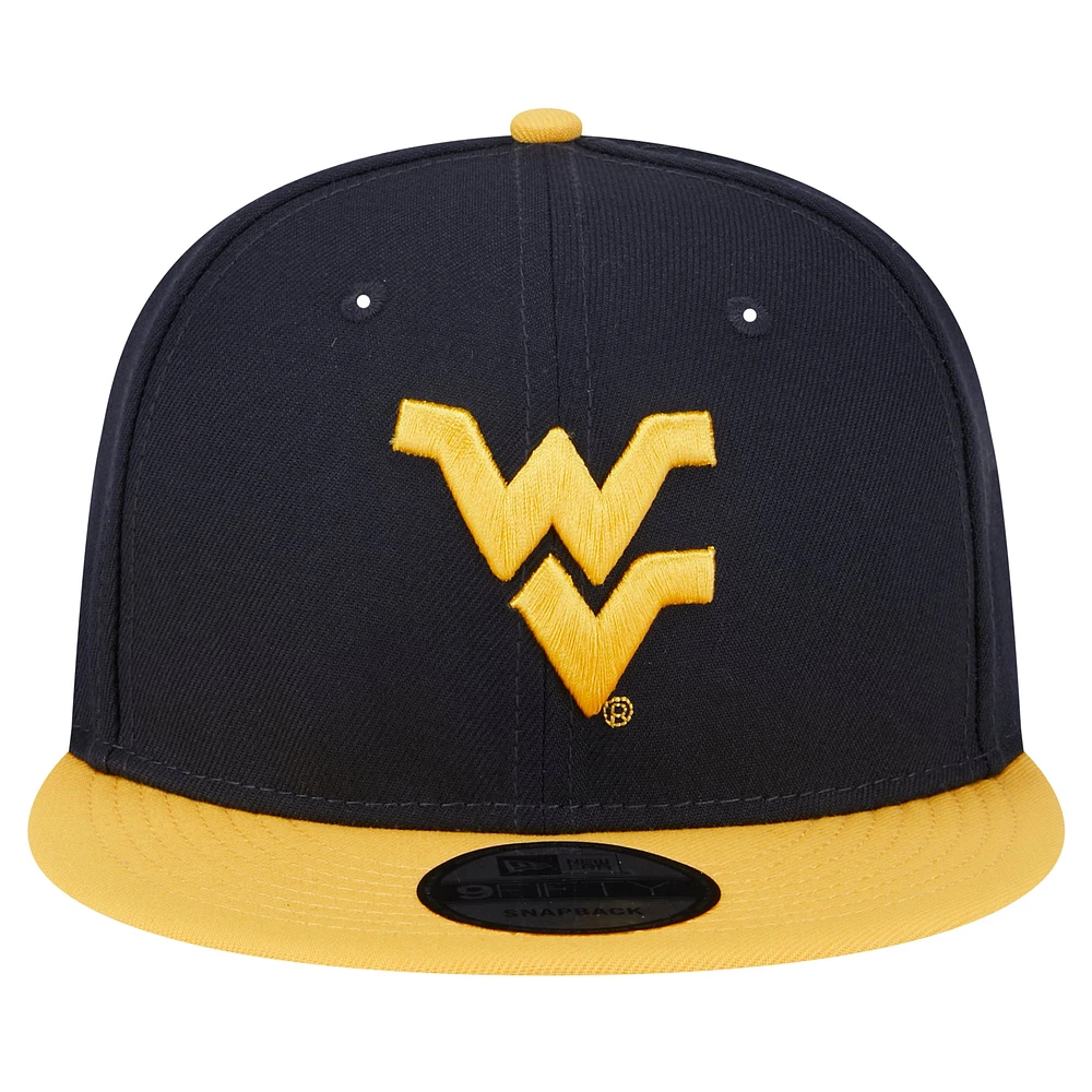 Men's New Era Navy/Gold West Virginia Mountaineers Two-Tone 9FIFTY Snapback Hat