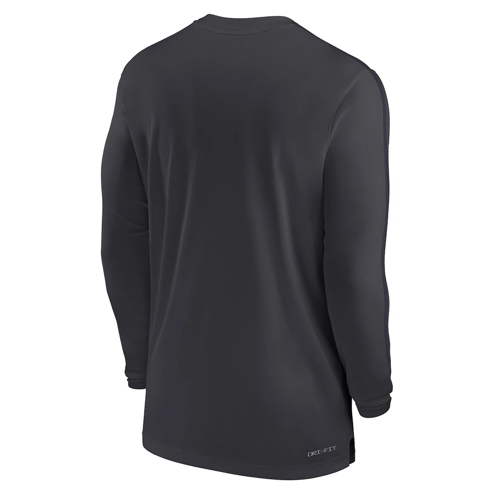 Men's Nike Anthracite West Virginia Mountaineers 2024 Sideline Coach UV Performance Long Sleeve T-Shirt