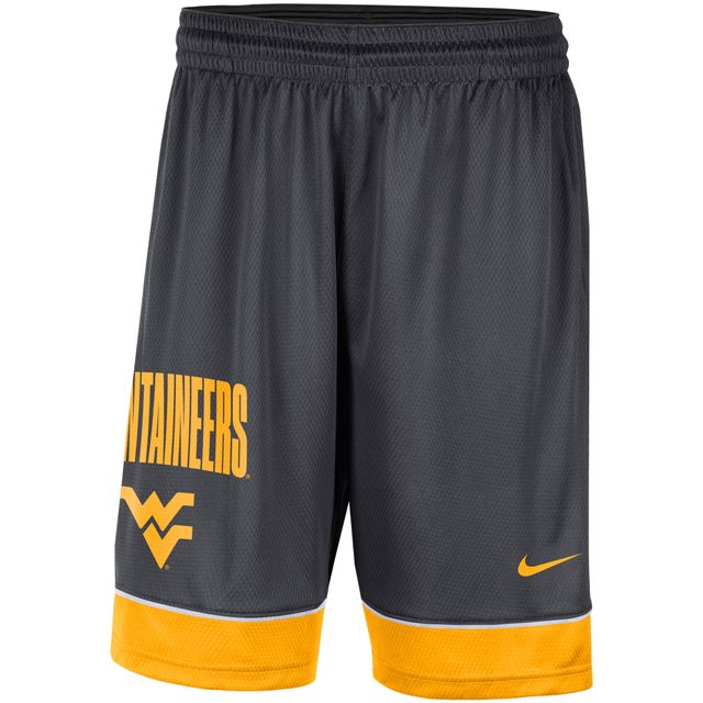 Short Nike anthracite/or West Virginia Mountaineers Fast Break pour homme
