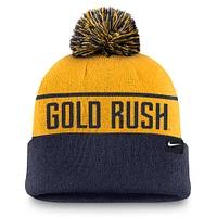 Men's Nike Gold/Navy West Virginia Mountaineers Local Peak Cuffed Knit Hat with Pom