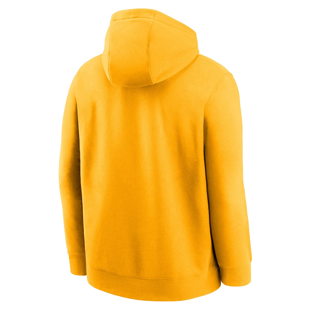 Sweat à capuche en polaire Nike Gold West Virginia Mountaineers Legacy Logo Club pour homme